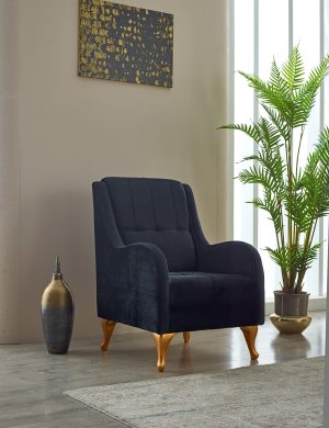 Kuzey Armchair Black and Gold