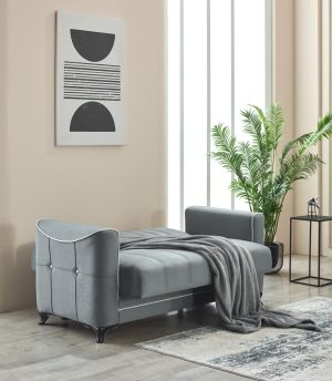 Acelya 2 Seater Sofabed With Storage Grey Bed