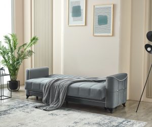 Acelya 3 Seater Sofabed With Storage - Grey Bed