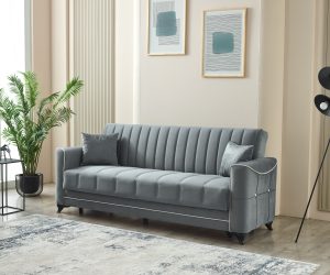 Acelya 3 Seater Sofabed With Storage Grey Solo