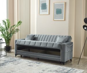 Acelya 3 Seater Sofabed With Storage - Grey Storage