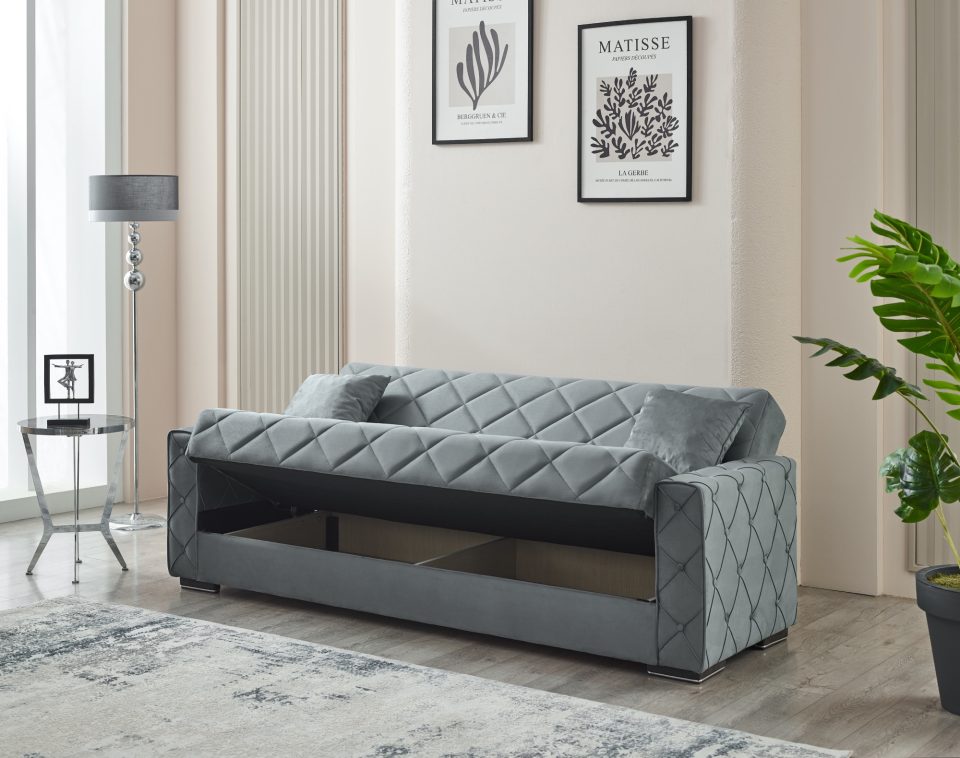 Hegel 3 Seater Sofabed With Storage Grey Storage